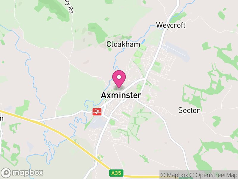 Map of properties for sale in Axminster