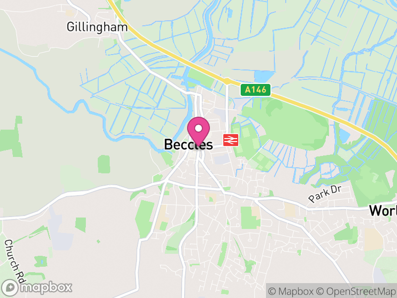 Map of properties for sale in Beccles