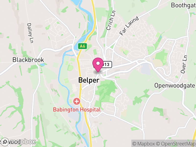 Map of properties for sale in Belper