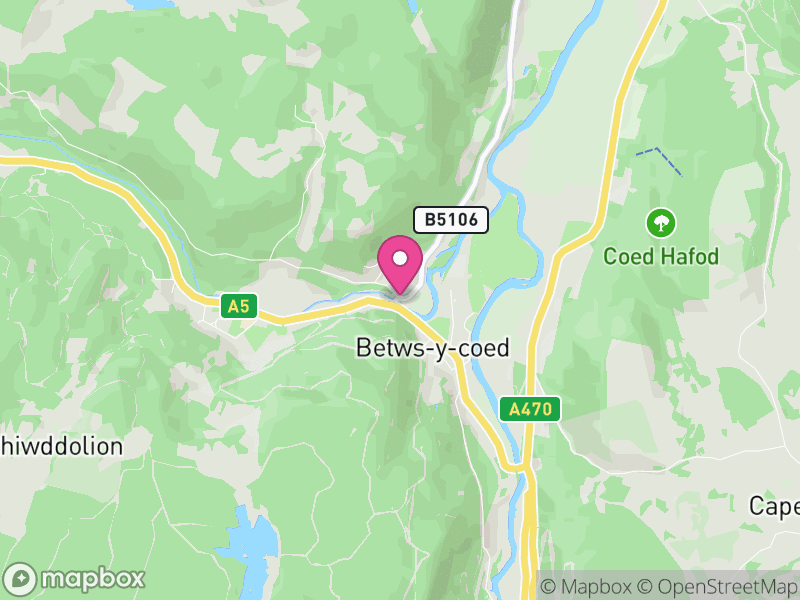 Map of properties for sale in Betwsycoed