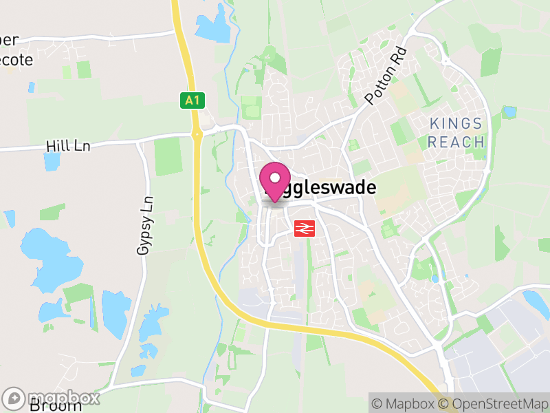 Map of properties for sale in Biggleswade