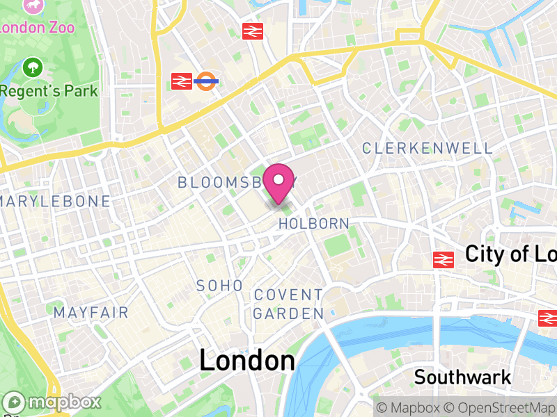 Map of properties for sale in Bloomsbury