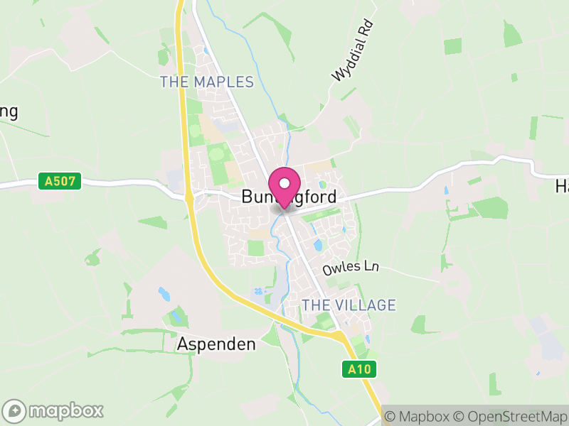 Map of properties for sale in Buntingford