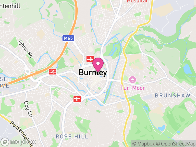 Map of properties for sale in Burnley