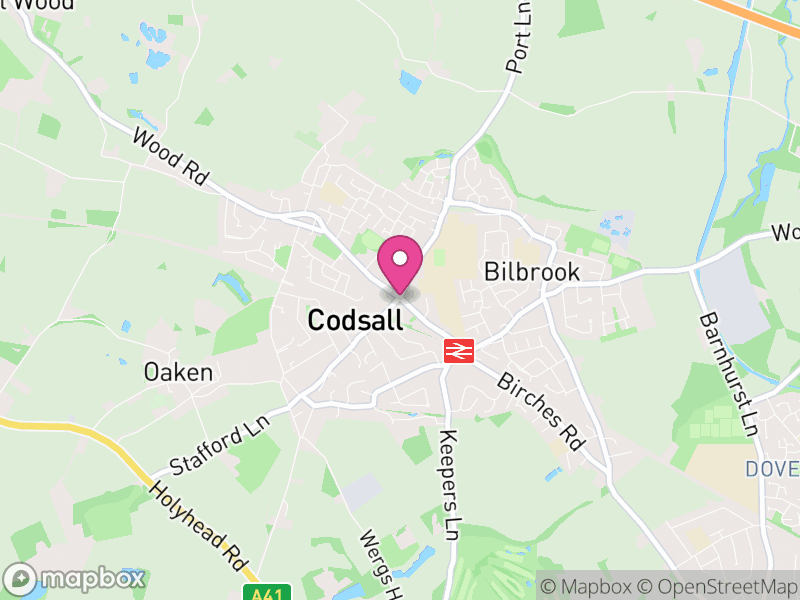 Map of properties for sale in Codsall
