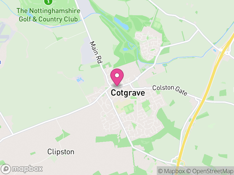 Map of properties for sale in Cotgrave
