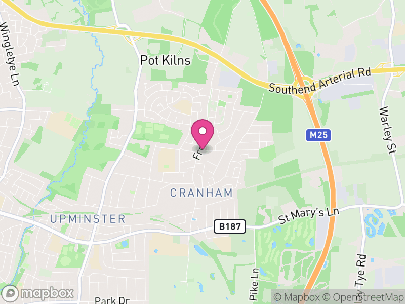 Map of properties for sale in Cranham