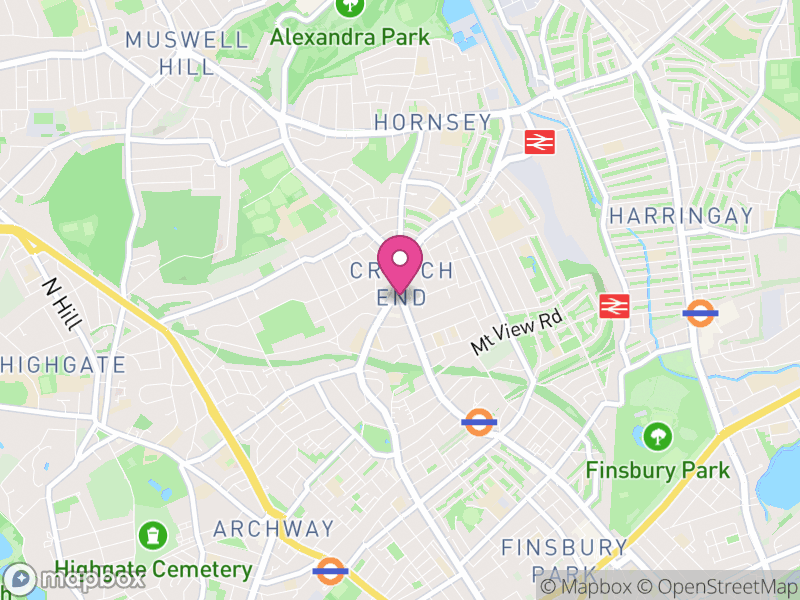 Map of properties for sale in Crouch End