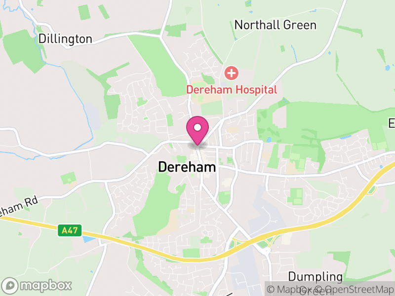 Map of properties for sale in Dereham