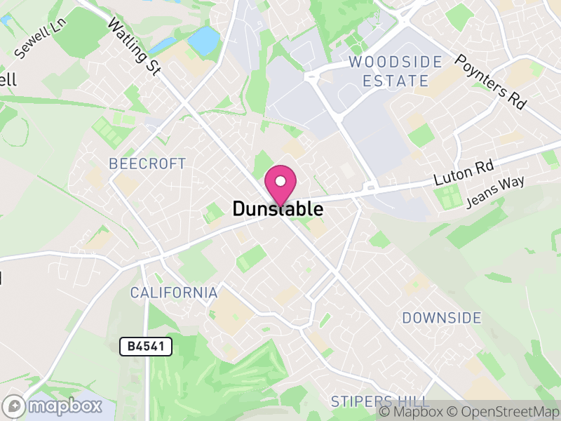 Map of properties for sale in Dunstable