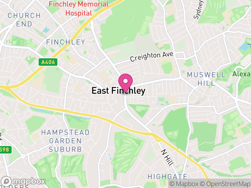 Map of properties for sale in East Finchley