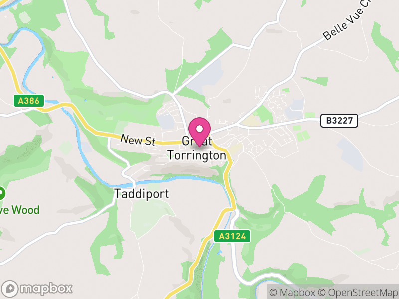 Map of properties for sale in Great Torrington