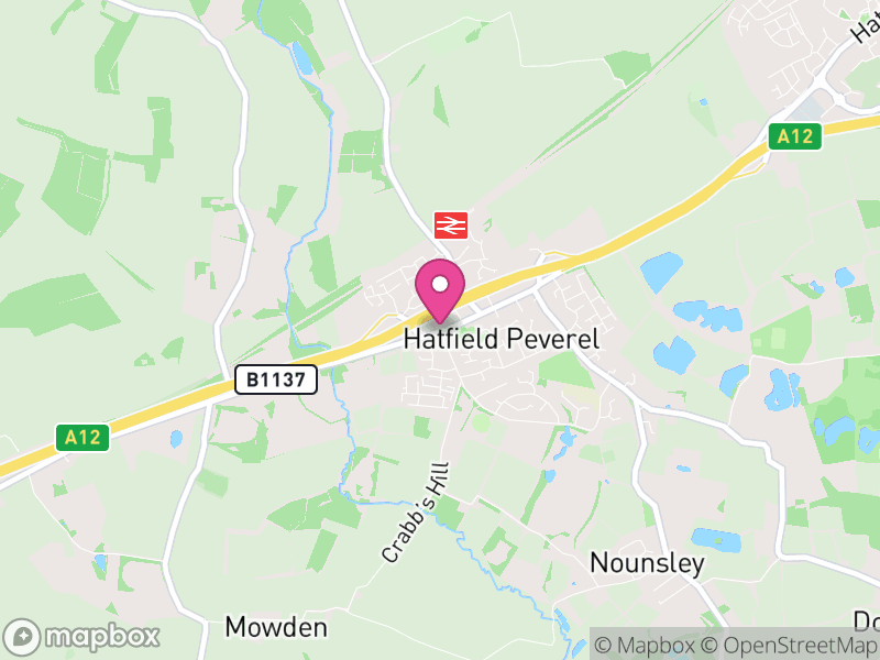 Map of properties for sale in Hatfield Peverel