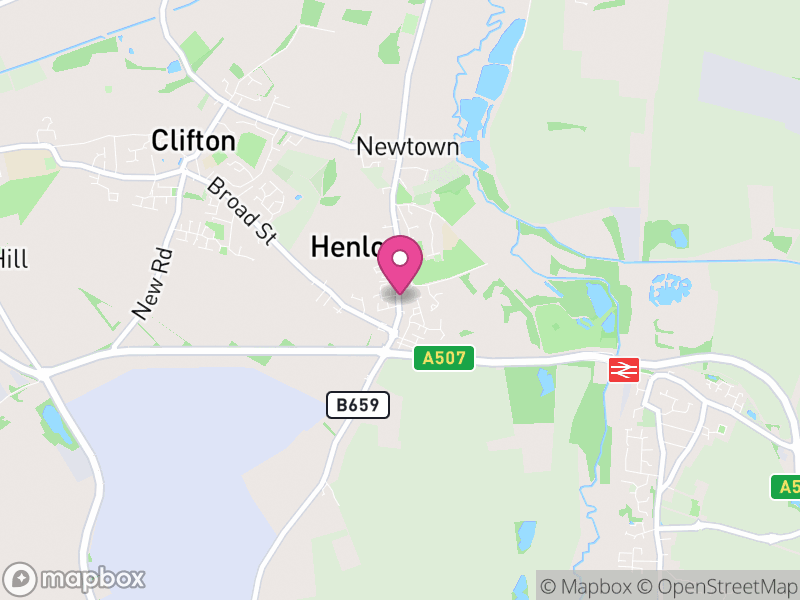 Map of properties for sale in Henlow