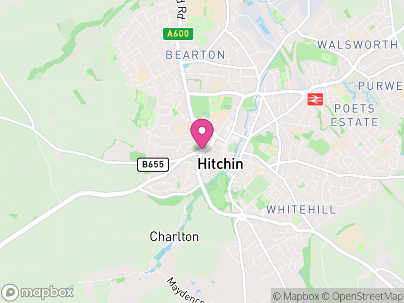 Map of properties for sale in Hitchin