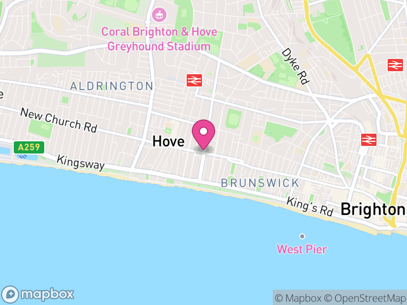 Map of properties for sale in Hove