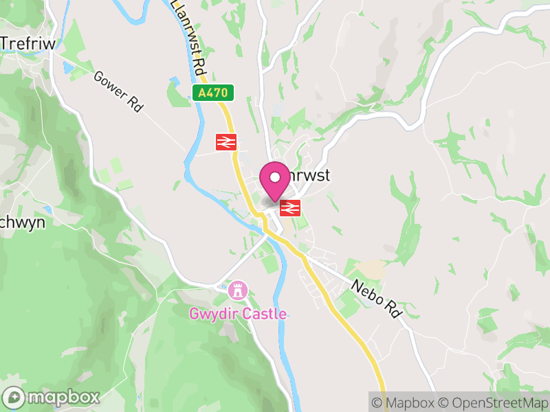 Map of properties for sale in Llanrwst