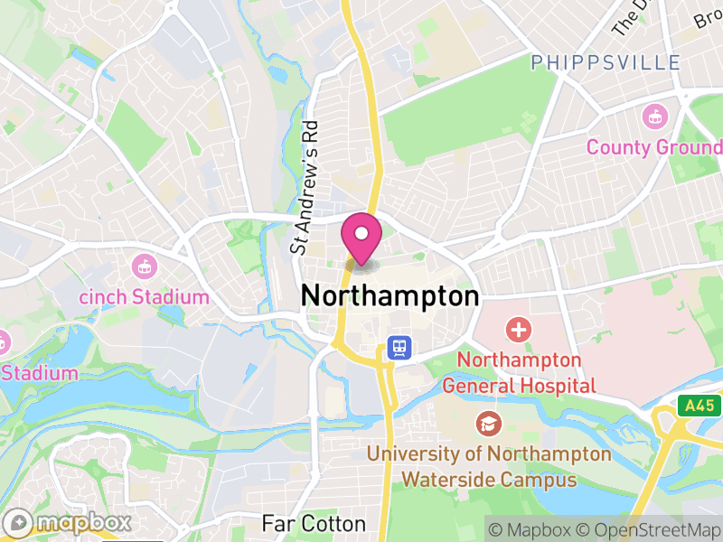Map of properties for sale in Northampton