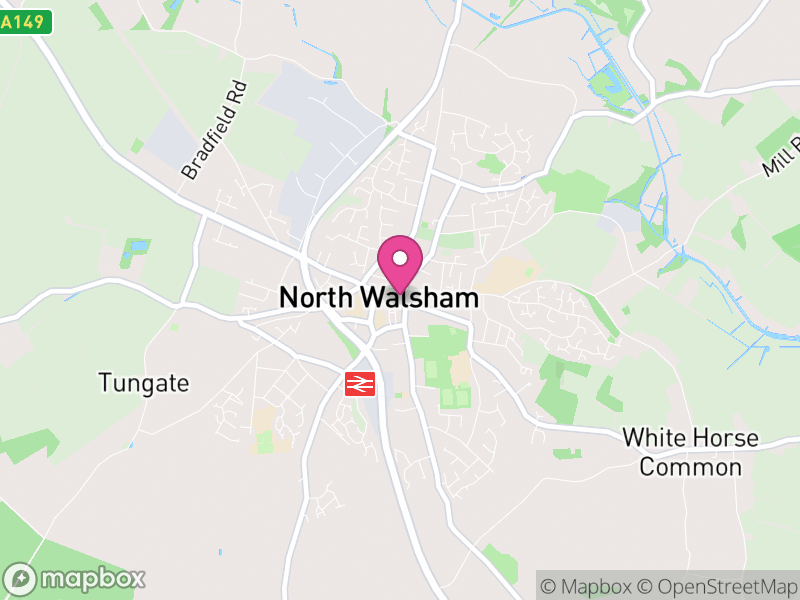 Map of properties for sale in North Walsham
