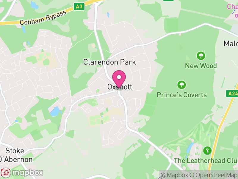 Map of properties for sale in Oxshott