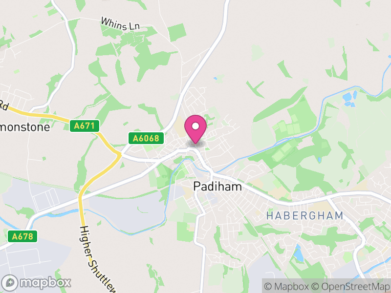 Map of properties for sale in Padiham