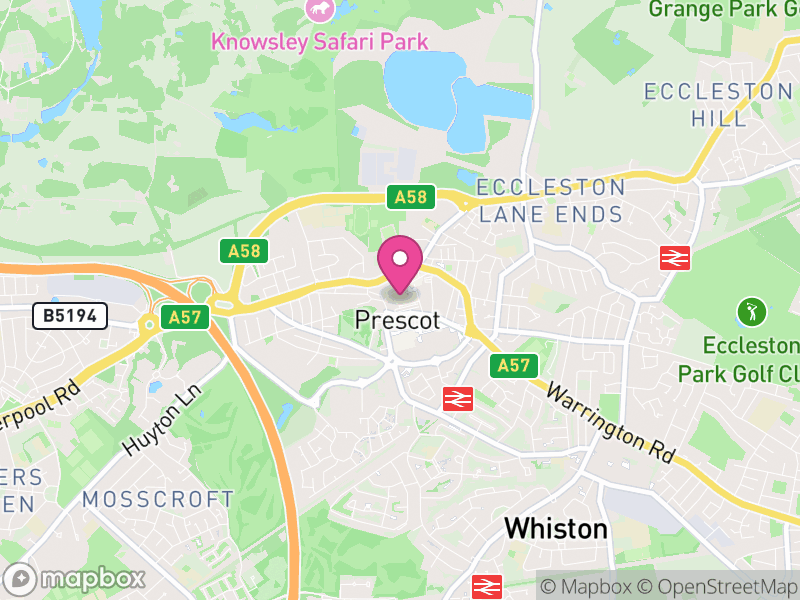 Map of properties for sale in Prescot