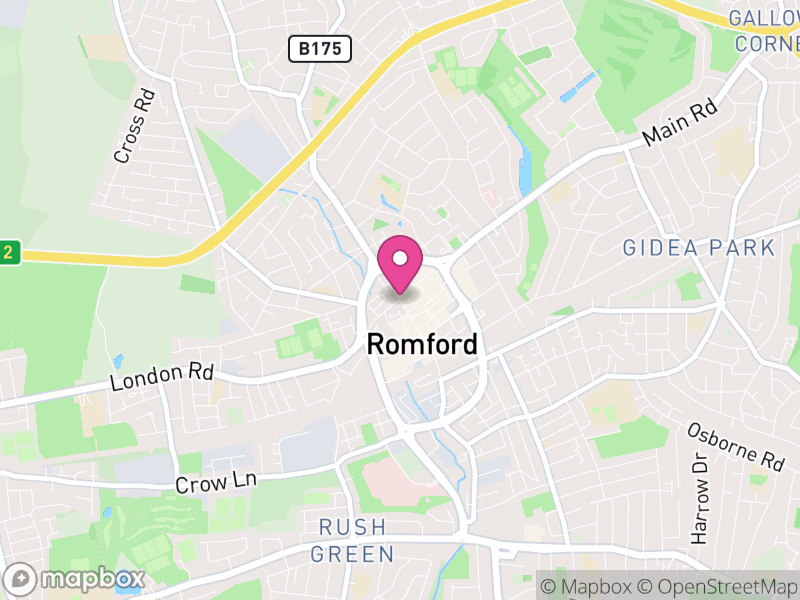 Map of properties for sale in Romford