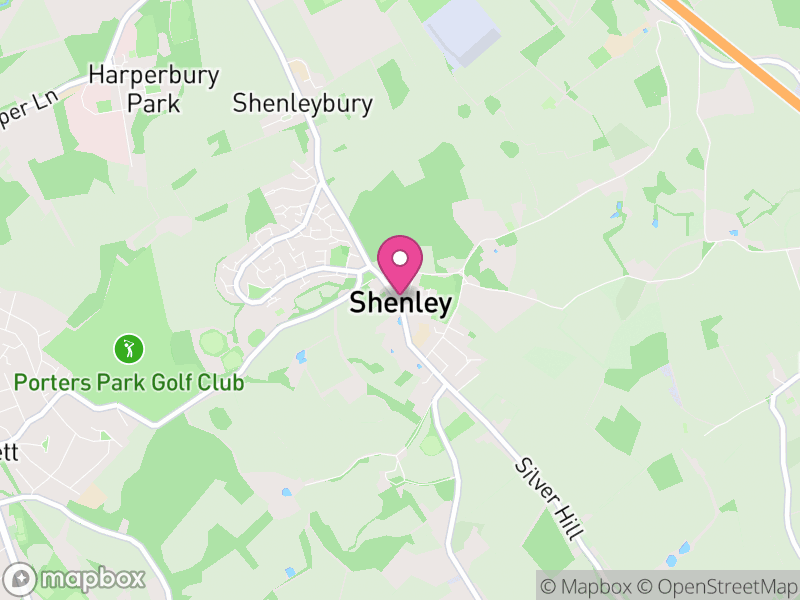 Map of properties for sale in Shenley