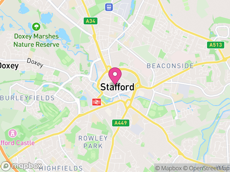 Map of properties for sale in Stafford