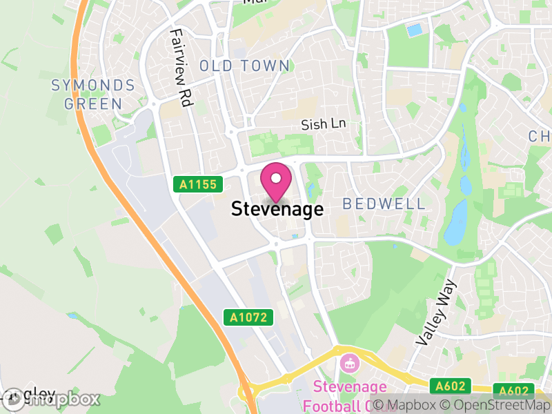 Map of properties for sale in Stevenage