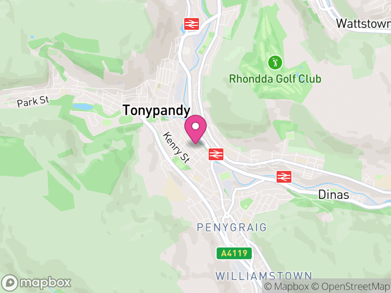 Map of properties for sale in Tonypandy
