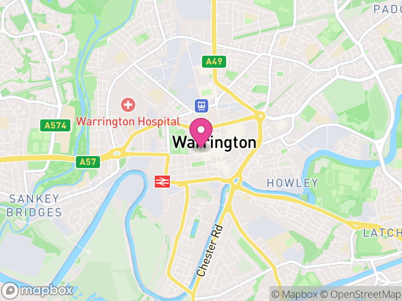 Map of properties for sale in Warrington