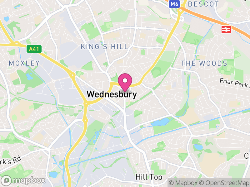 Map of properties for sale in Wednesbury