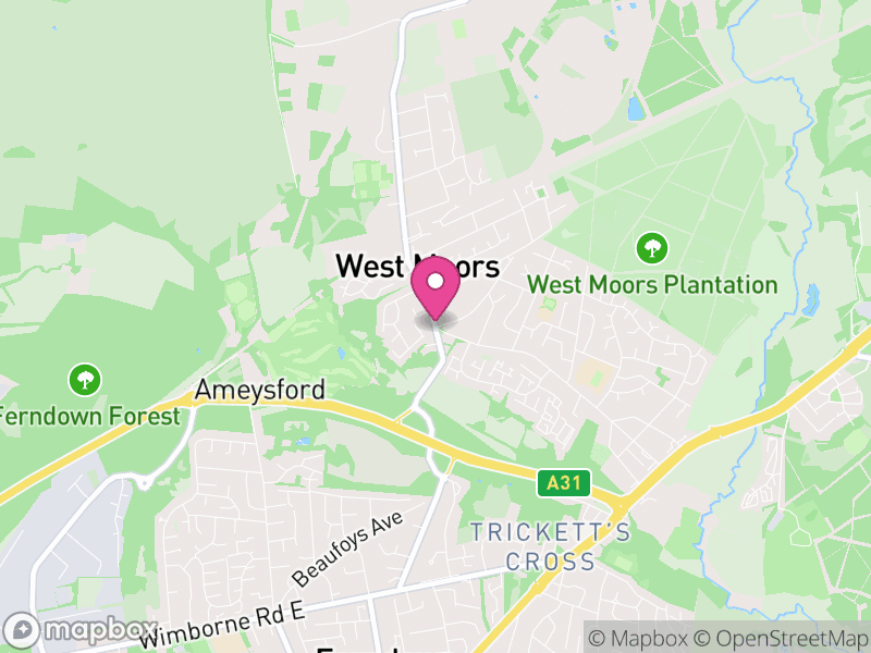 Map of properties for sale in West Moors