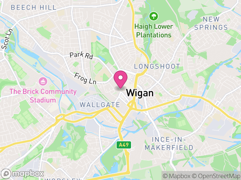 Map of properties for sale in Wigan