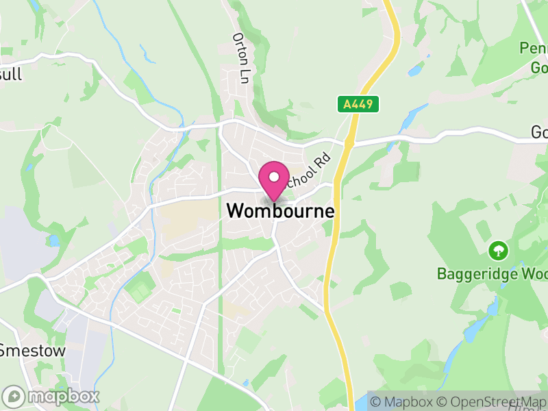 Map of properties for sale in Wombourne