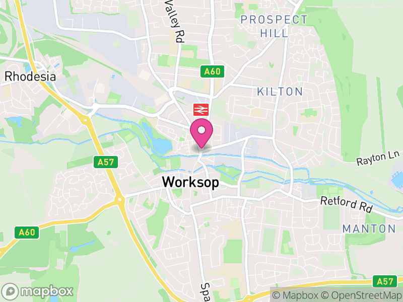 Map of properties for sale in Worksop