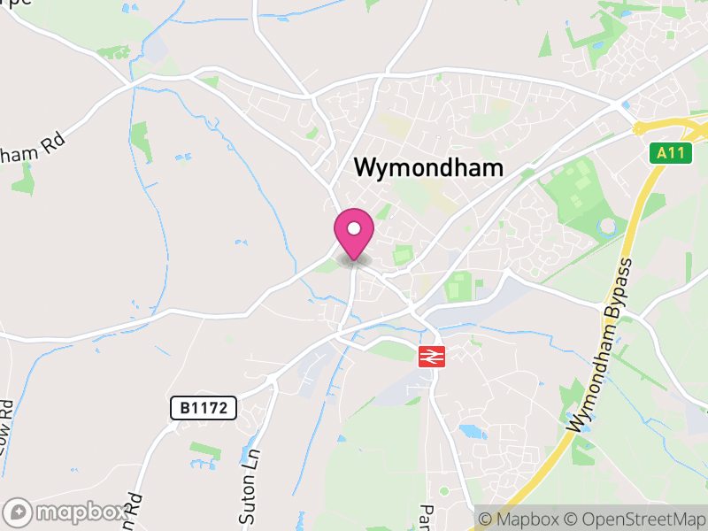 Map of properties for sale in Wymondham